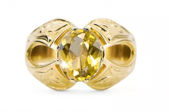 Желтый перидот 14-кв Желтое золото Кольцо Винтаж украшения vrc135y